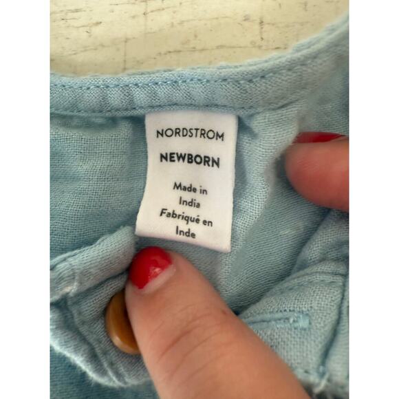 Nordstrom Baby Blue Henley Romper & Hat Set Size Newborn - Picture 8 of 8